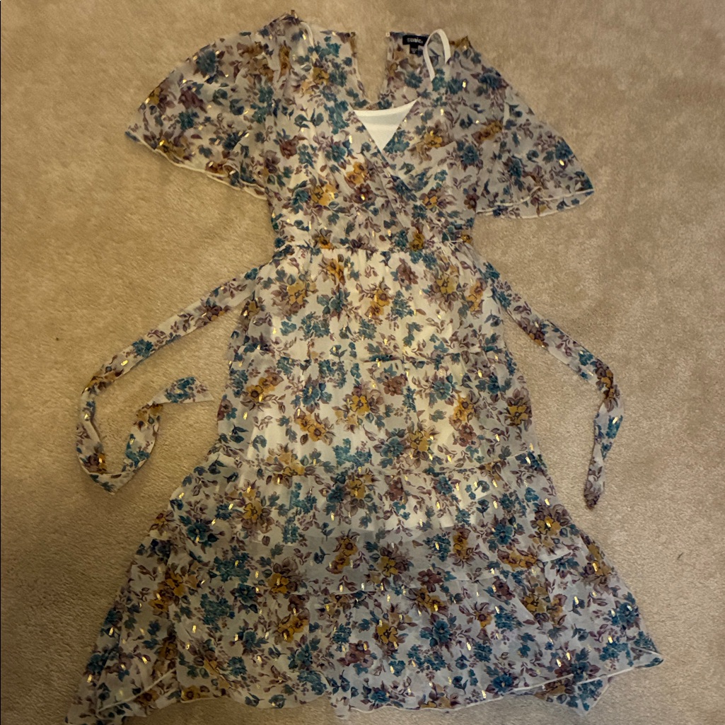 Zunie Floral Maxi Dress In Blue And Brown